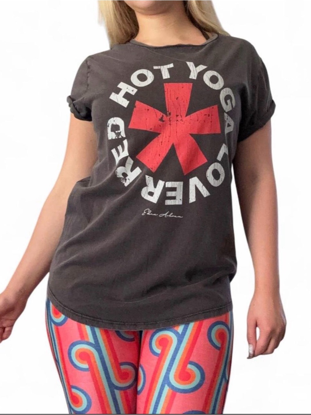 Eden Ashram ‘Red Hot Yoga Lover' Premium Rolled Short Sleeve Women’s Tee Sz L